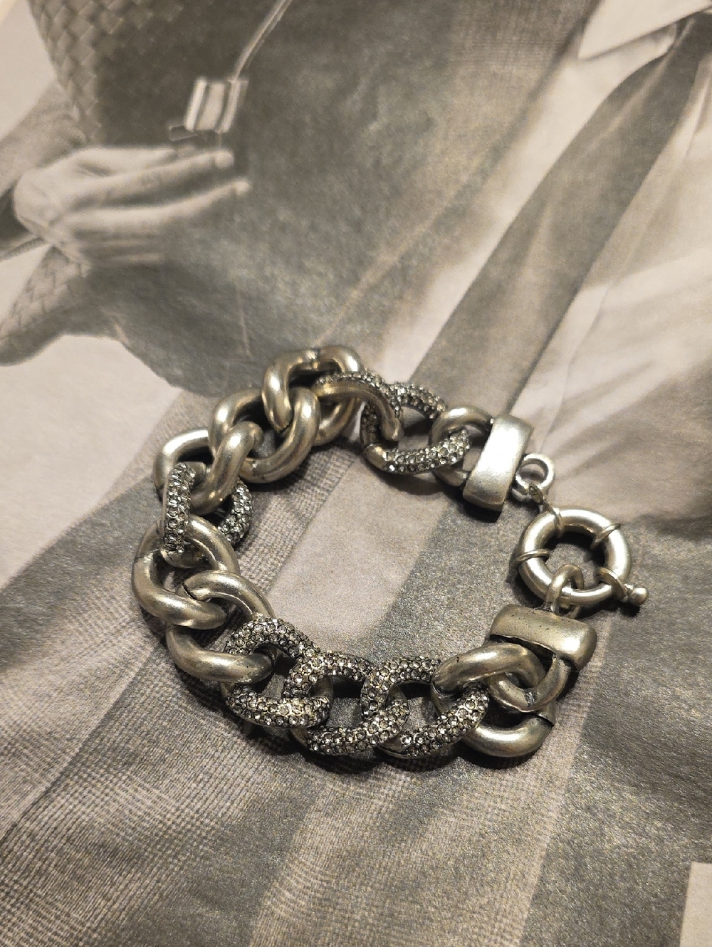 Chunky Rhinestone Link Bracelet - Picture 3 of 10